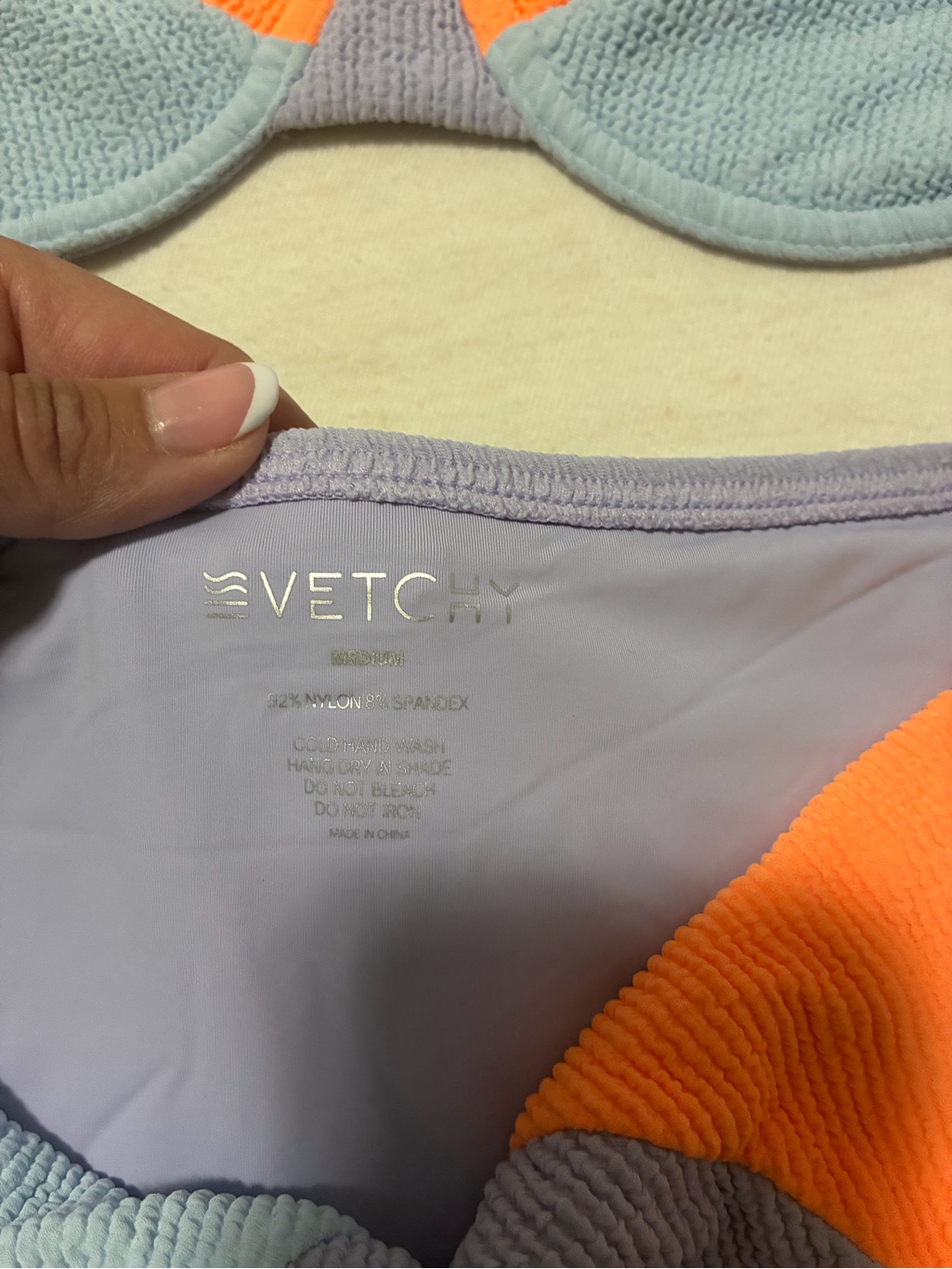 Brand New With Tags Vetchy Lavender, Light Blue & Neon Orange Colorblock — image 3 of 3